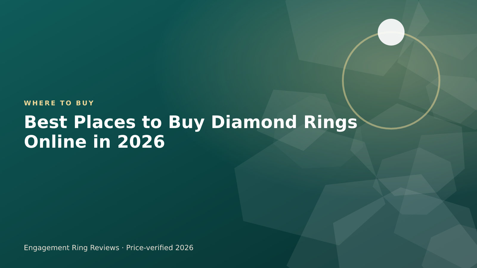 Diamond engagement ring beside a laptop showing an online diamond retailer