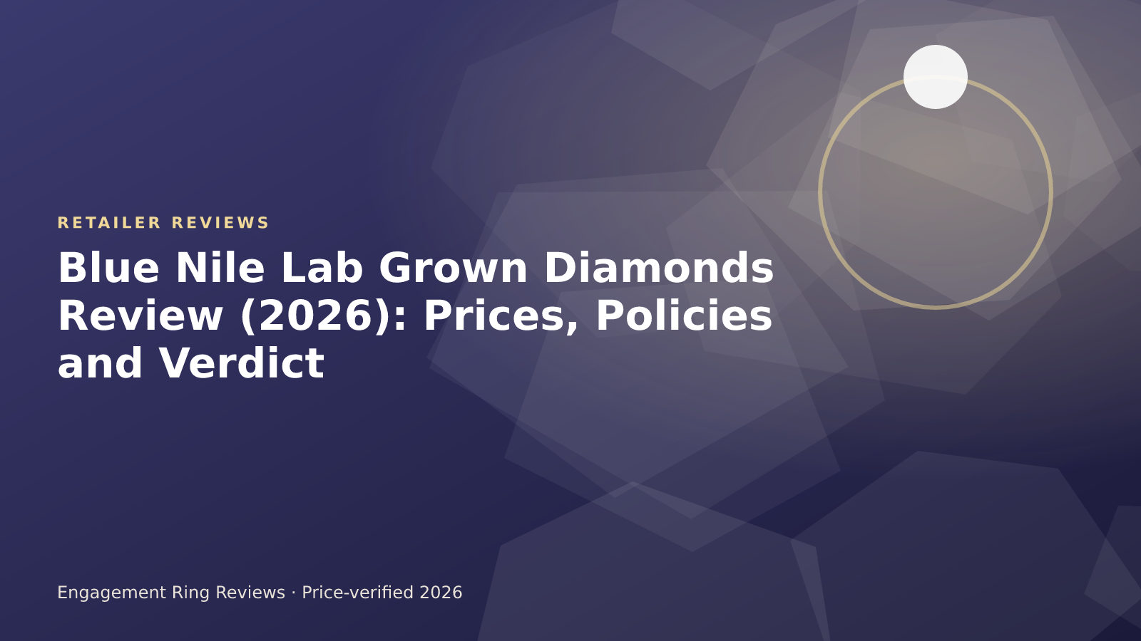 Blue Nile lab-grown diamond engagement ring beside a comparison checklist