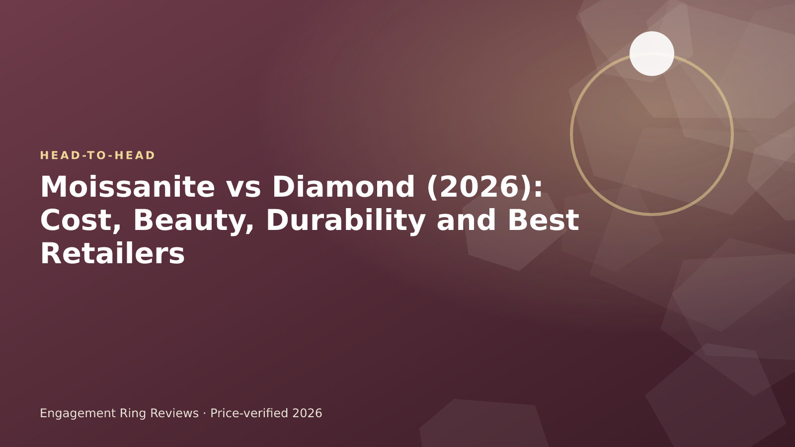 Round moissanite and diamond engagement stones compared side by side